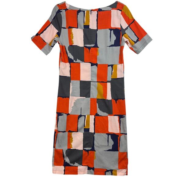 Numph S 36 Abstract Tencel Bodycon Midi Dress Colorblock Mod Artsy 60s Retro - Picture 3 of 13
